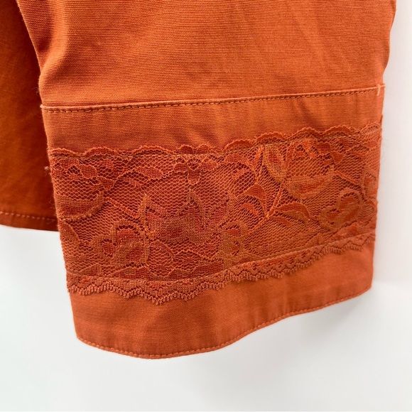 Monroe & Main Orange Pintuck Lace Sleeve Button Down Shirt 20W - Picture 4 of 7